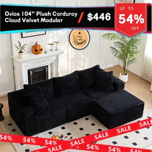 Orthopui Multi-Person L-Shaped Sofa with 4 Assembled Modules High-Density Rebound Foam Soft Skin-Friendly for Large Living Room Spaces Modern Minimalist Couch