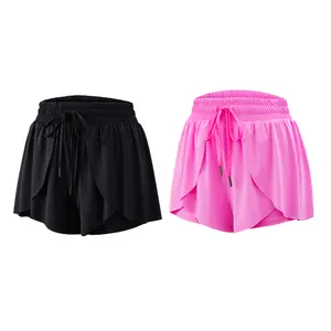 2 Pack/2 Pcs Flowy Running Shorts for Women 2 in 1 Gym Yoga Athletic Workout Active Wear Tennis Skirt with Pockets Butterfly Sweat Spandex Cheer Skort Teen Girls Cute Trendy Clothes Fashion Clothing Summer Outfits
