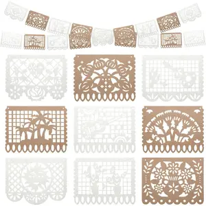 4 count Mexican Party Banner, 40  Felt White Brown Papel Picado Banner, Mexican Cinco De Mayo Decorations  Garlands Fiesta Birthday Cielito Lindo  Shower Party Decorations(4 Pcs,Stylish)