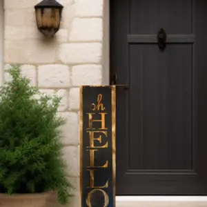 Wood and Metal Door Leaner Decor Sign for Home Entrance Aesthetic