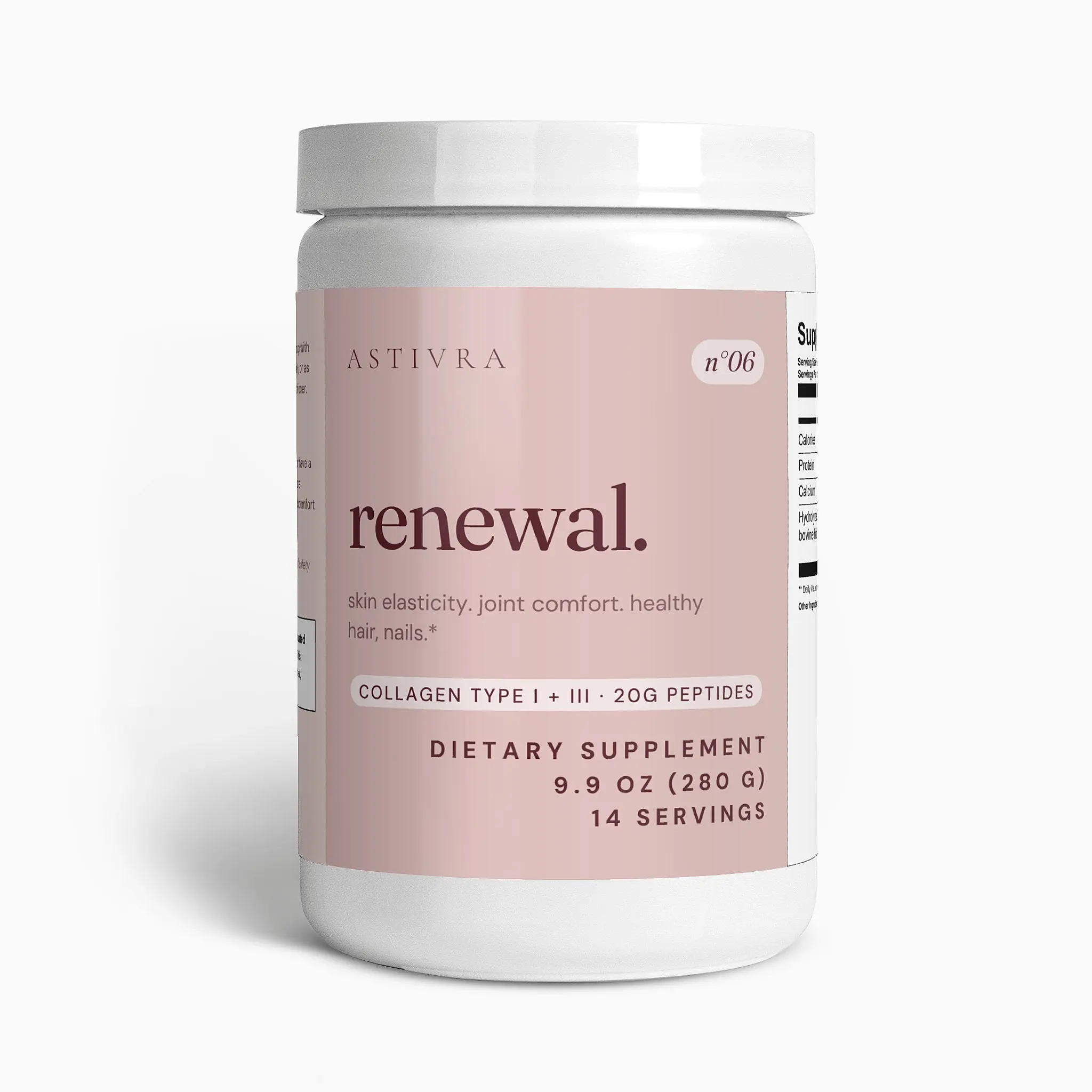 Astivra Renewal - Grass-Fed Collagen Peptides Types I & III, Unflavored, 14 Servings