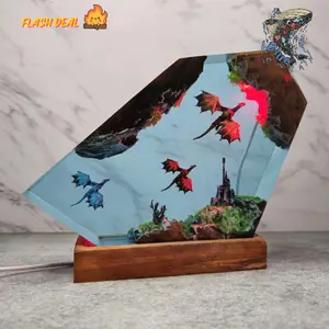 Handmade Fire & Ice Dragon Resin Sculpture – Unique Epoxy Art Diorama, Fantasy-Inspired Collectible Model, Custom Display, Gift for Him & Fans