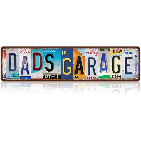 Vintage Dad's Garage Metal Aluminium Signs Street Signs Home Wall Decor Gift for Father 16 x 4 Inches