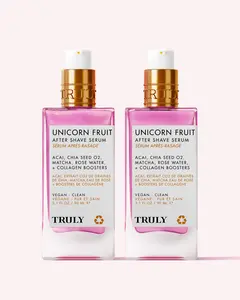 2-Pack Unicorn Fruit After Shave Serum – Firming & Brightening Post-Shave Treatment with Matcha, Acai & Vegan Collagen Boosters – Boosts Elasticity and Soothes Redness – Promotes Firmer, Smoother Skin – Gentle on Sensitive Skin – Cotton Candy Scent