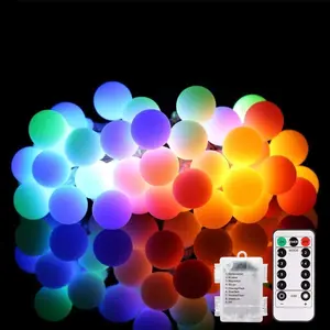 Battery Operated String Lights 18ft 50 LED Battery Powered String Lights with Remote 8 Modes Waterproof Twinkle Lights for Outdoor Indoor Bedroom Trampoline Christmas (Multicolor)