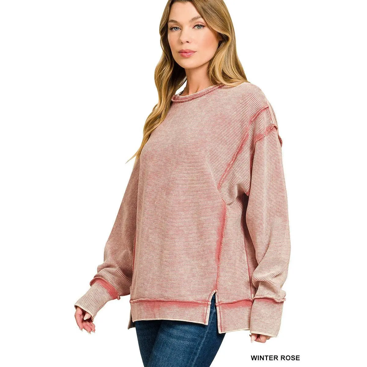 ZA Ribbed Exposed Seam Crewneck