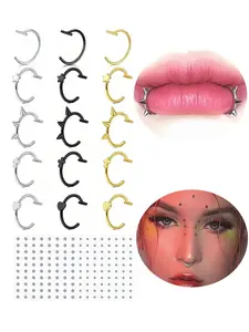 Punk Style Non-piercing Lip Rings, Stainless Steel Fashionable Jewelry for Women & Men, Trendy All-match & Exquisite Jewelry for Birthday Gift