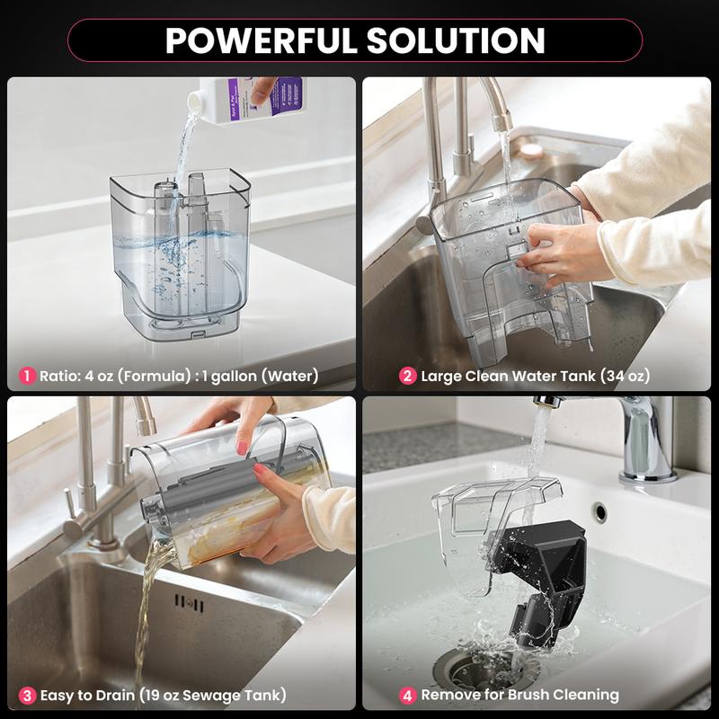 [NewYearSale!] Upholstery Carpet Vacuum Cleaner, 18KPa Suction Spot Cleaning Machine for Pet Stains, Carpets, Sofa, Car Seats, Mattress, with 3 Multipurpose Cleaning Tools, 6'' Deep Cleaning Brush | Portable 3-in-1 Little Pink C9S