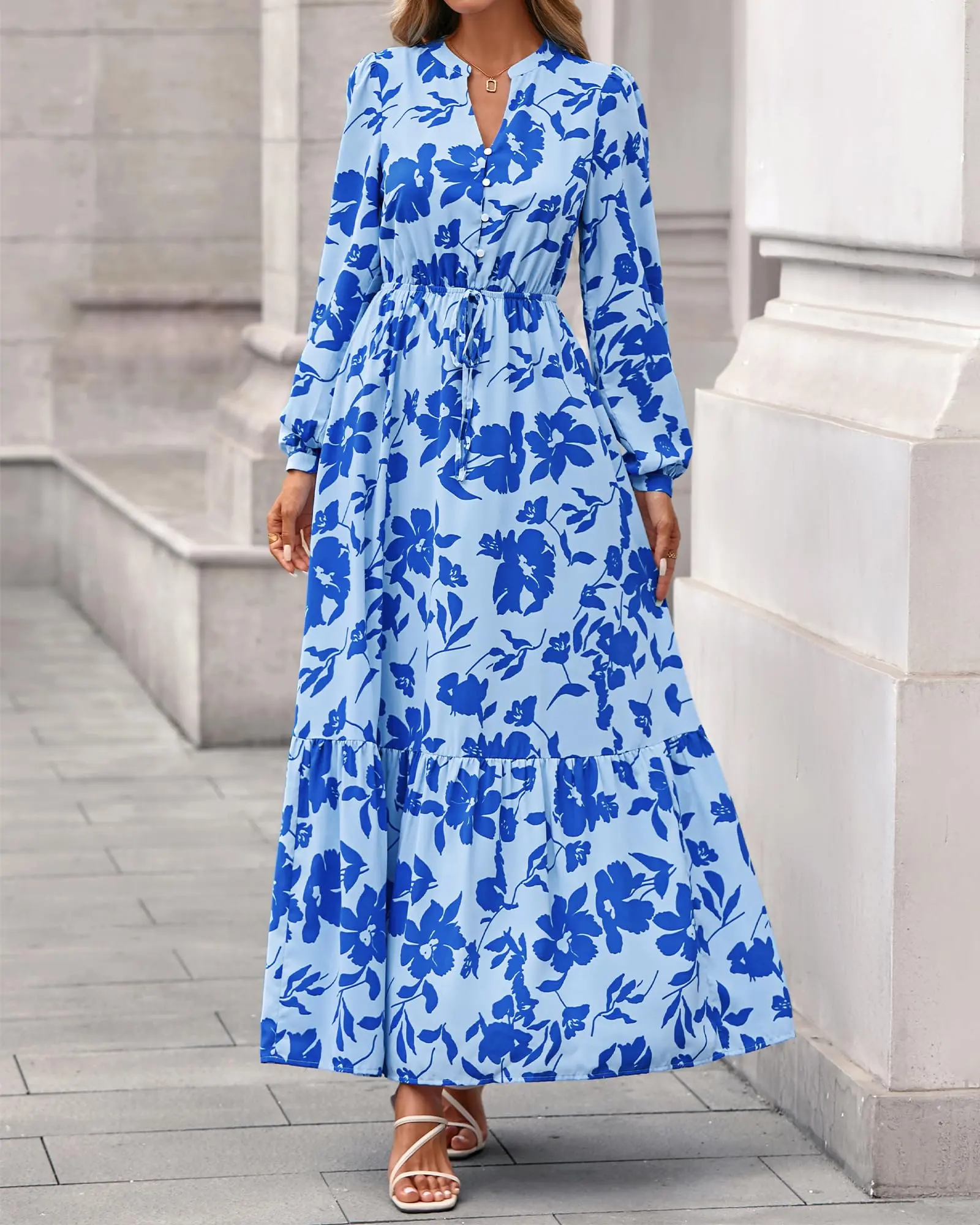 knee length dresses for ladies Women's Boho White Maxi Dress main image 1