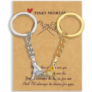 2PCS Pinky Promise Matching Keychain Set for Couples. A Meaningful Gift for Boyfriend & Girlfriend, Especially for Long Distance Relationships