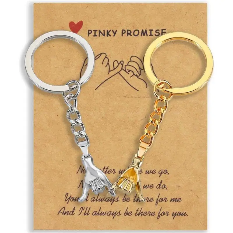 2PCS Pinky Promise Matching Keychain Set for Couples. A Meaningful Gift for Boyfriend & Girlfriend, Especially for Long Distance Relationships