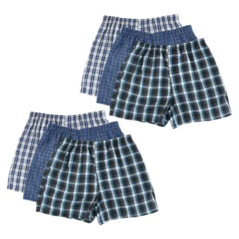 Men's 6-Pack Woven Boxer Shorts - Random Mixed Colors, Relaxed-Fit, Polyester Fabric, Soft Breathable Fitted Underwear with Elastic Waist, High-Quality Menswear