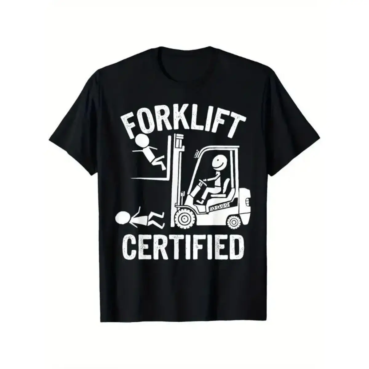 2026 New Boxy Fit Tee 100% Premium CottonForklift Certified Graphic T-Shirt – Black Crew Neck Printed Tee for Men, Funny Driver and Warehouse Worker Shirt, Casual Short Sleeve Gift Tee Cotton MenswearMinimalist Aesthetic