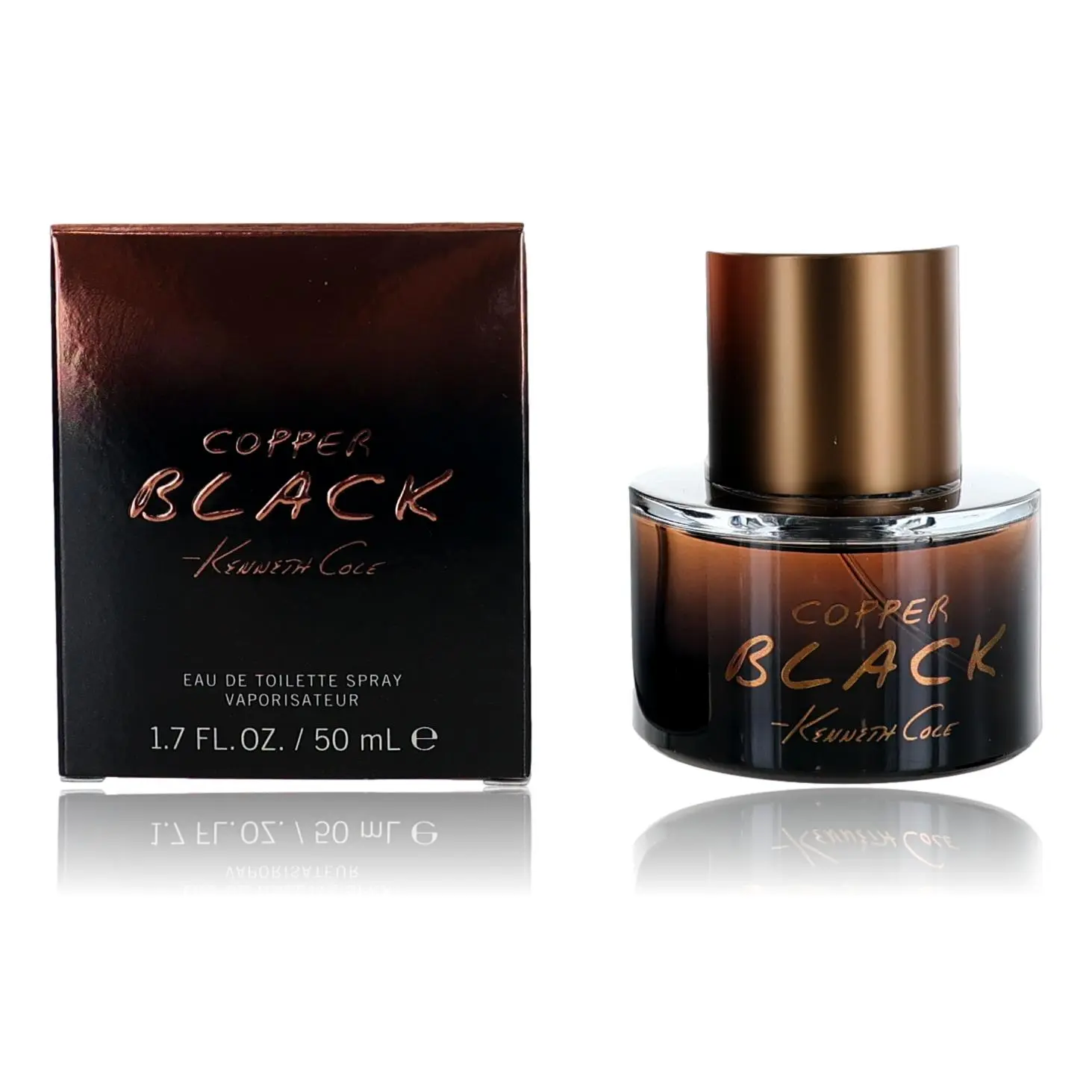 Copper Black Eau de Toilette, Bold Men's Fragrance Spray with Notes of Bourbon Whiskey, Vanilla, Ginger, and Wood, 1.7 oz