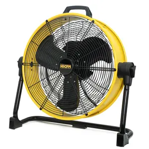 HiCFM 20 inch DC Motor Drum Fan, 6100 CFM High-velocity Air Circulator with 180-degree Pivoting Head 3-speed 1/12 HP Motor Large Airflow Turbo Shop Floor Fan - UL Listed