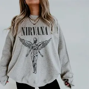 Nirvana Unisex Sweatshirt, 90s Vintage Band Shirt, In Utero Crewneck Nirvana Tour, Nirvana Smile Face Crewneck Sweatshirt