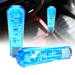 VIP 150mm Transparent Manual Blue Diamond Crystal Bubble Shift Knob Universal