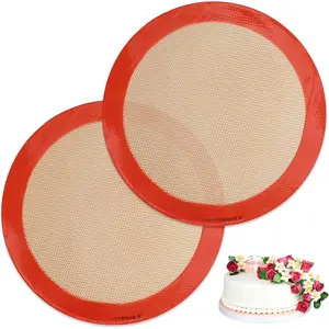 Baking Mats, 2 count Round  Mats for 9 Inch Cake Pan, Non-Stick  Cookie Sheet Liners for Baking Pans for Cake/Bread/Pizza/Macaron/Pastry/Cookie/Bun/Pie