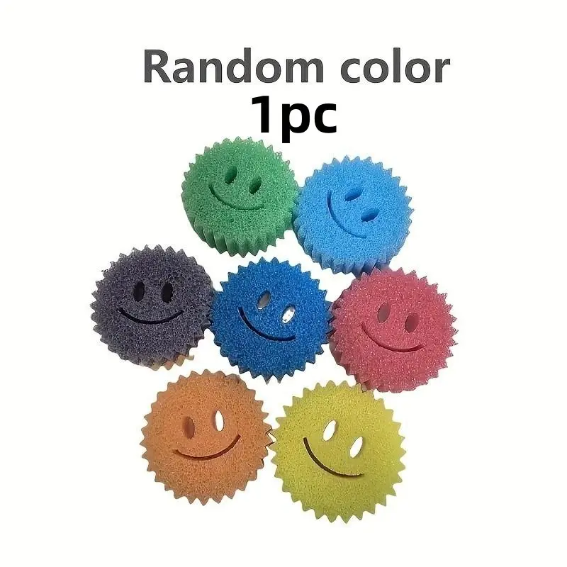 Random Color Dual-Layer Smiley Temperature Sponge Scrubber, Kitchen Cleaning Magic Eraser, Thick Texture, Efficient Pot Brushing