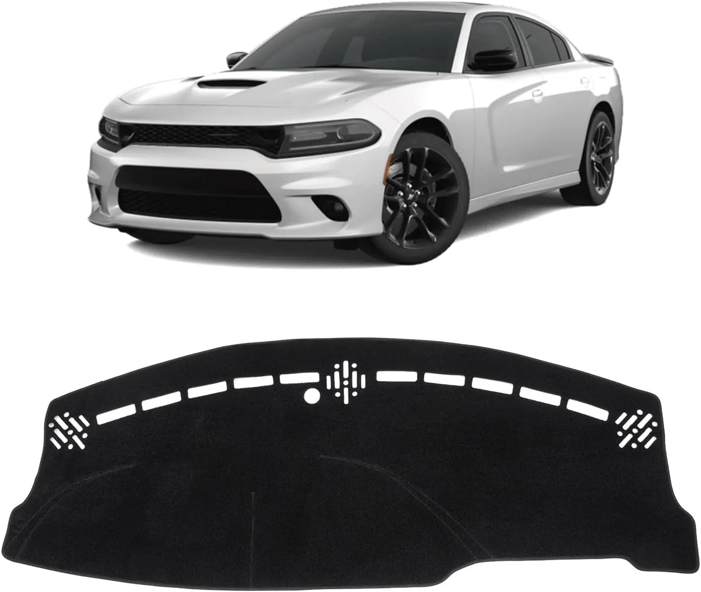 KUST Car Dash Cover for Dodge Charger 2011-2022 2023 Left Hand Driving Polyester Non-Slip Center Console Dash Cover Interior Accessories for Dodge Charger Custom Fit Dash Mat Sunshade No Glare Black