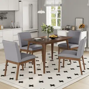 5-Piece Dining Table Set with One Solid Wood Frame Table and 4 Upholstered Chairs for Dining Room (Walnut+Grey) wayfair  chairs