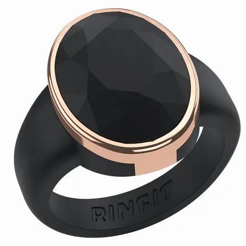 Rinfit Silicone Rings for Women with an Oversized Oval Metal Frame, Silicone Wedding Band and Statement Ring for Her, Flexible for Work, Gym, Pregnancy, Travel and Everyday Wear, Patented Design