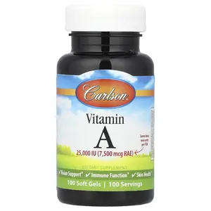 Carlson Vitamin A, 7,500 mcg RAE (25,000 IU), 100 Soft Gels