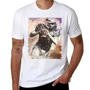 Vintage Watercolor Quarterback Graphic Tee Artistic Sketch Football Fan T-Shirt Premium 100% Cotton Shipped from NY Classic Fit S to 5XL
