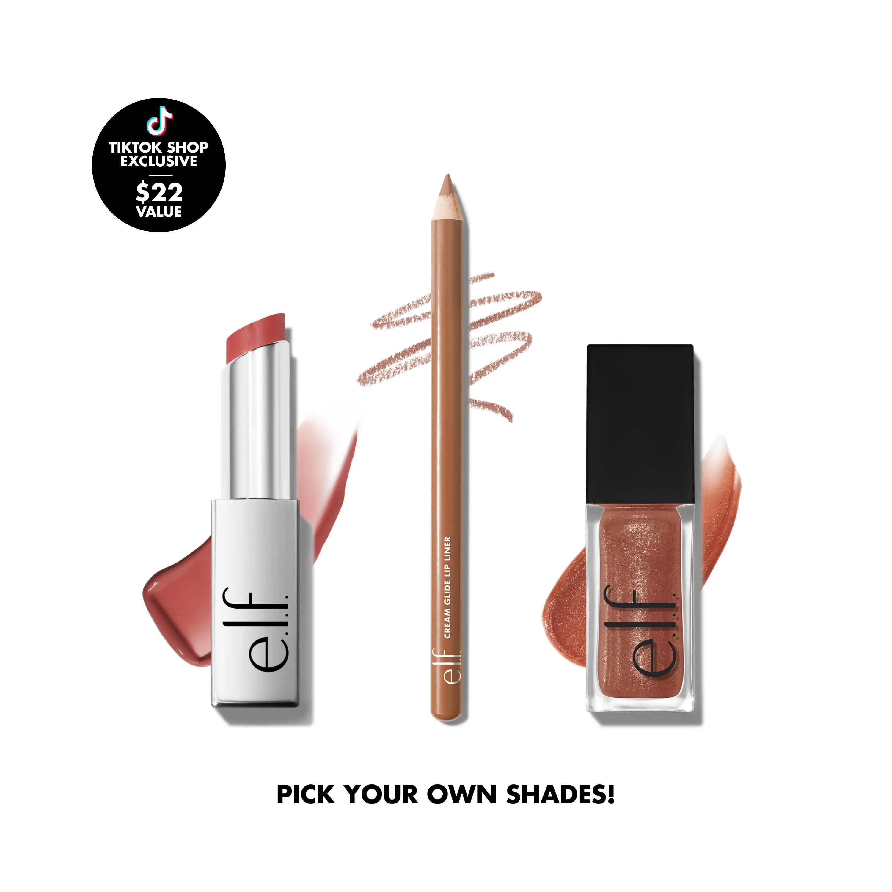 e.l.f. Build Your Glow Up Lip Trio - 3-Piece Set for Day to Night Look - Lip Liner, Lipstick, Lipgloss