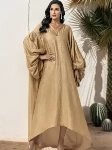 Women's Abaya Long Robe, Islamic Abaya, Bubble Sleeve Design, Unique Hemline for Fashionable Look, Elegant Iftar New Dress, Dubai Abaya, Abayas for Eid
