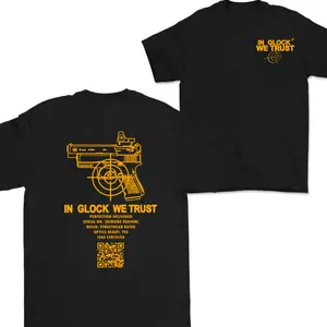In Glock We Trust Double Sided T-shirt , Design Orange color, Qr F*ck Off Funny Tee, Full Color Design Unisex Daily Wear Fashionable Design, Unisex Tee