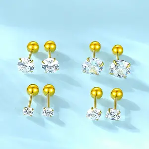small earring 3 Pairs 18K Gold Plated Women Stud Earrings, High Quality Hypoallergenic Earring Set