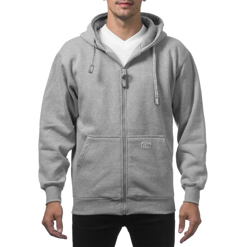 Pro Club men’s heavyweight full zip hoodie Menswear Long Sleeve Tops Sweatshirts Pocket Casual Stylish