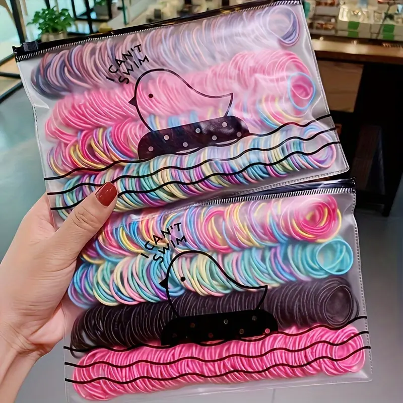 600pcs Women's Elastic Hair Bands - Black Polyester Knit Fabric, Non-Slip Secure Grip | Ideal for Daily Wear | Over 15 Years Age Group Recommended