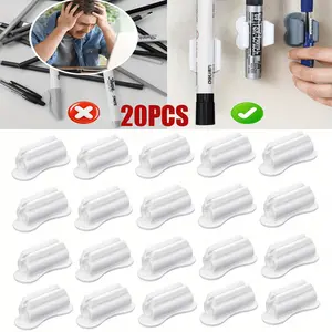 20pcs of Pen Holder, Adhesive Pen Holder for Desk or Any Surface, Pencil Holder, Teacher Supplies for Classroom and Office Desk Accessories, Workspace Essentials, Office Organization