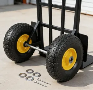 Solid PU Run-Flat Tire Wheel, 10", 2-Pack, 180 lbs Dynamic Load, 220 lbs StaticLoad, Flat Free Tubeless Tires and Wheels forHand Truck, Utility Cart, Dollies, Garden Trailers,Various Carts outdoorfun