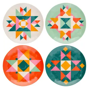 Quilt Blocks Melamine Salad Plates