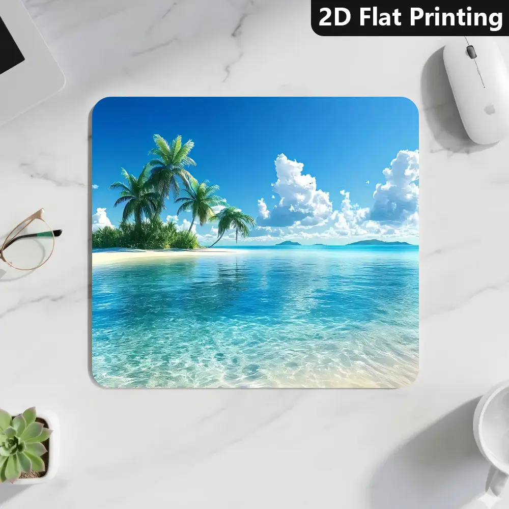 Tropical Island Landscape, 1pc, Mouse Pad, Various Sizes, Desk Mat Suitable for PC, Laptop, Office, And Gaming, Non-Slip Desktop Mouse Pad
