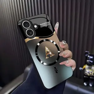 Suitable for [iPhone 17] high-end MagSafe phone case🥰, Features a magnetic attachment function Luxury Gradient Metallic Bling Rhinestone 26 Initial 952