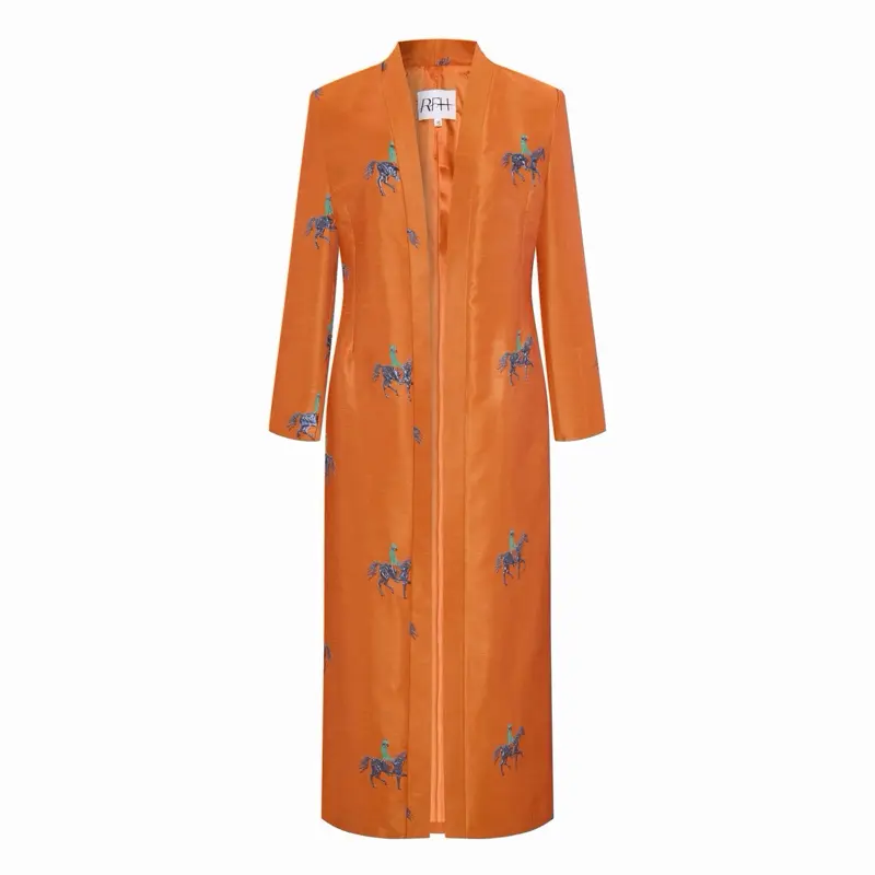 Orange Horse Jacket - Long Sleeve, Fitted, Casual Style, Suitable for All Seasons