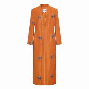 Orange Horse Jacket - Long Sleeve, Fitted, Casual Style, Suitable for All Seasons