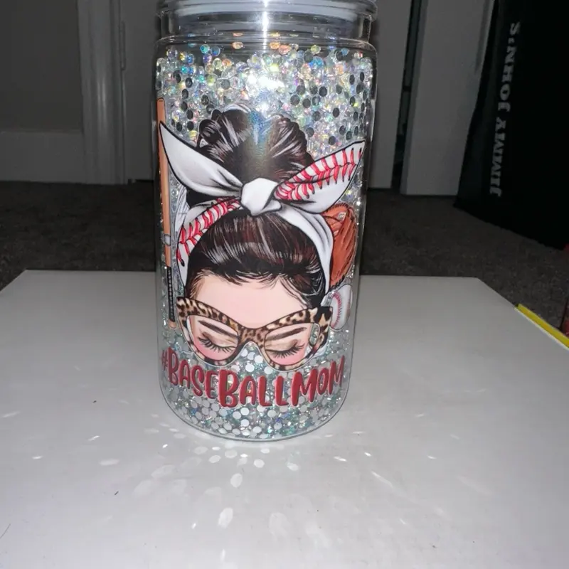 16oz rhinestone cup - Baseball Mom