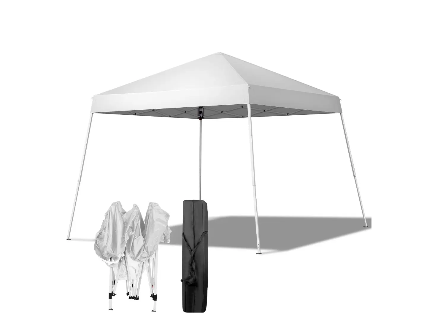White/ Blue/ Dark Gray 10ft x 10ft Ez Pop Up Canopy Tent,Outdoor Sun Shade Shelter,Beach Tent,Outdoor Gazebo for Party Wedding Camping BBQ Events