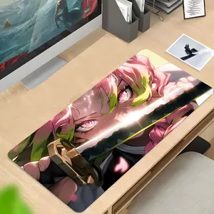 Anime Swordsman Design Large Gaming Mouse Pad, Washable Aesthetic Office Desk pad Non-Slip Rubber Base Stitched Edge Gaming Desk Accessory Best For Desk Laptop For Home Office Game Gift For Friends Family Boyfriend/Girlfriend Gaming Enthusiasts