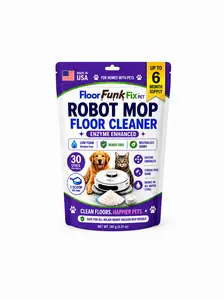 Floor Funk Fix PET Robot Mop Floor Cleaner for Homes with Pets | Enzyme Enhanced Powder Formula | Streak-Free Floors | Low Foam | Clean Water Tank Additive