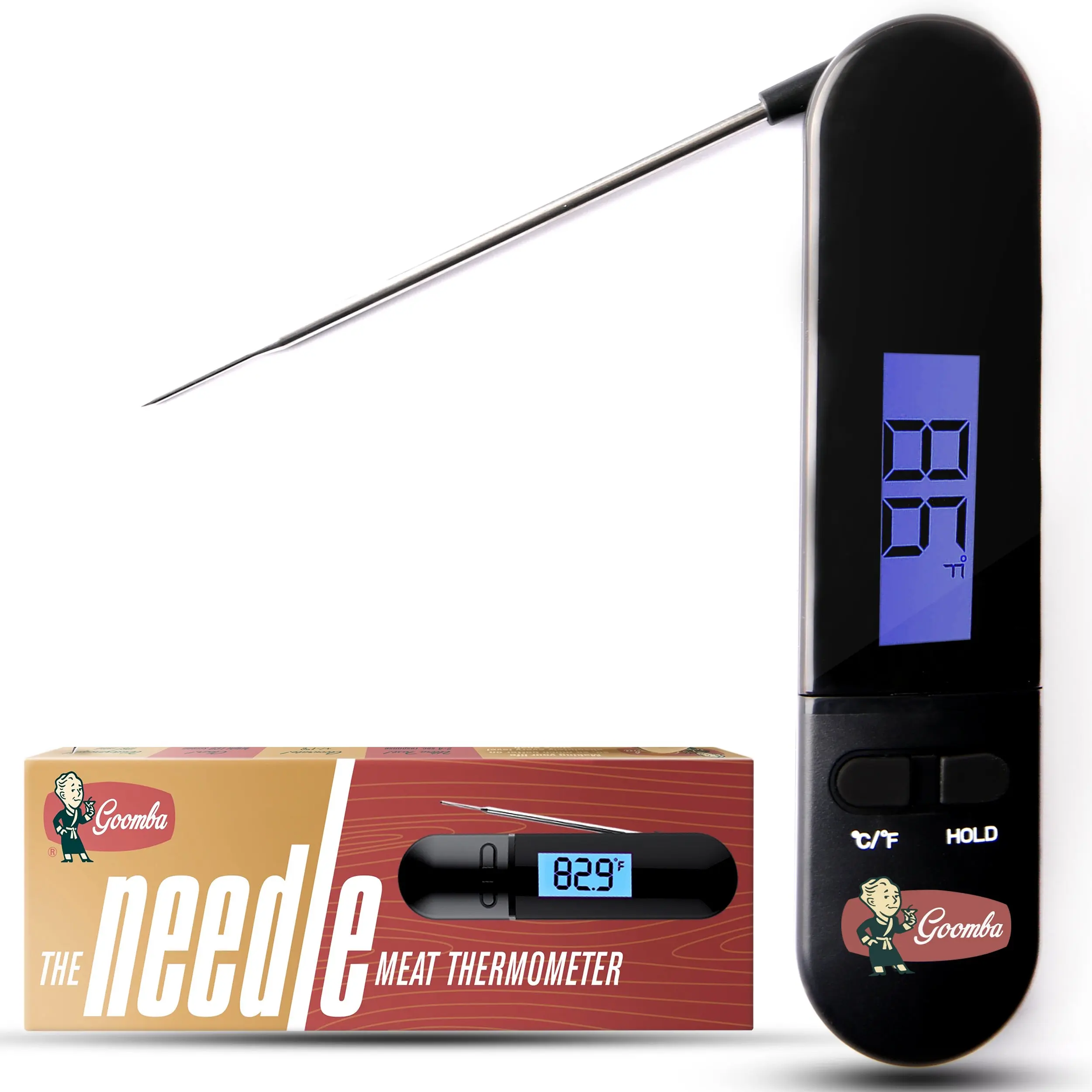 Digital Meat Thermometer with Smart Probe — Goomba's The Needle Instant Read, Motion Sensor, 1-Year Warranty