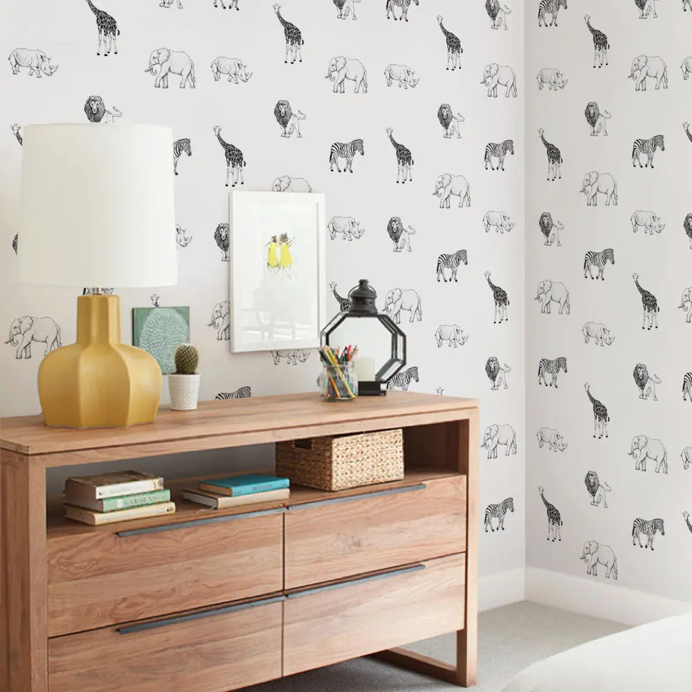 Peel and Stick Adhesive Stick On Animals Wallpaper, Home Improvement Wall Decor for Baby Nurseries, Bedroom, Peel And Stick Wallpaper, Stick On Wallpaper