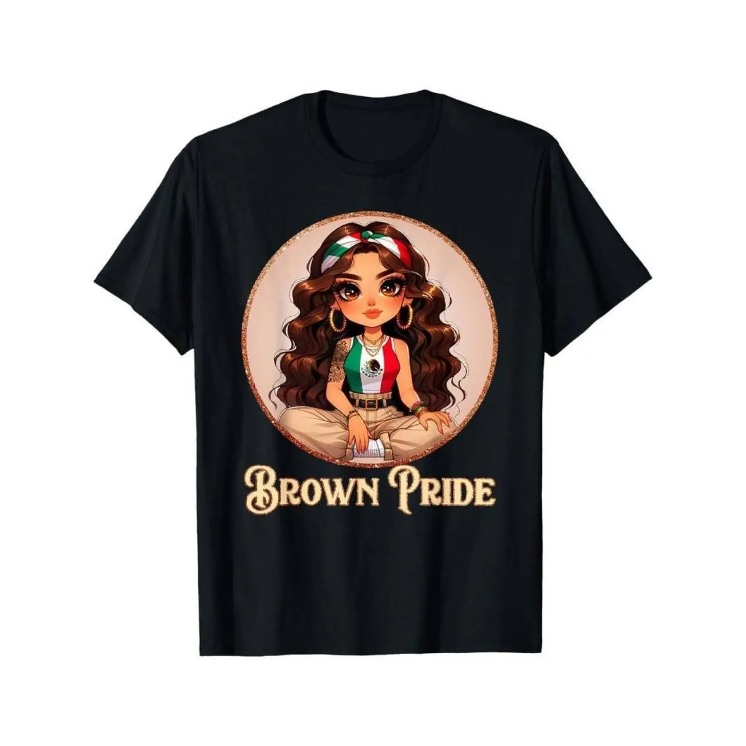 Brown Pride Chicana Chola Chibi Girl Summer T-Shirt - Celebrate Hispanic Heritage Month