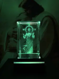 Cross Jesus Night Light Rectangular Glass with Multiple Adjustable Lighting Modes,May the Lord watch over your darkness