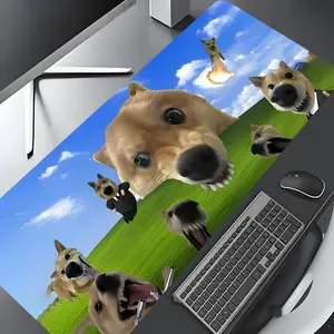 Funny Shiba Inu Dog Pattern Mouse Pad, Large Gaming Mouse Pad, Aesthetic Desktop Decoration Protective Pad, Non-slip Rubber Pad for Laptop, Desktop Computer Games